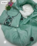 Paper Cotton Fabric Multi Embroidery Work Shirt With Paper Cotton Embroidery Dupatta And Lawn Chicken Trouser 3Pc Dress