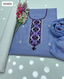 Paper Cotton Fabric Multi Embroidery Work Shirt With Paper Cotton Embroidery Dupatta And Lawn Chicken Trouser 3Pc Dress