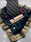 Shamoz Silk Fabric All Over Sequence Tilla And Sitara Charri Work Shirt With Soft Silk Original Chunri Dupatta With Heavy 4 Side Pasting Gotta Border & Lass Self Embroidery And masuri Trouser 3Pc Dress