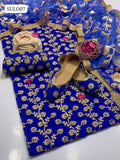 Crinkle Chiffon Fabric Marble And Gotta Embroidery Work Shirt With Indian Net Original Gotta Work Dupatta With 4 Side Indian Border Lass And Self Embossed Masuri Trouser 5Pc Dress With khussa & Matching Clutch
