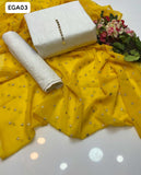 Soft Lawn Fabric Chiken kari Shirt With Chiffon Boti Work Beautiful Duppata And Lawn Chiken kari Trouser 3Pc Dress