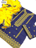 Lawn Fabric Computer Embroidery Gala Daman Work Shirt With Chiffon Embroidery Four Badder Dupatta And Lawn Embroidery Trouser 3Pc Dress