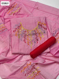 Paper Cotton Fabric Aari Work Shirt With Paper Cotton Aari Work Duppata And Kataan Trouser 3PC Dress