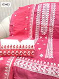 LAWN FABRIC COMPUTER CROSS STITCH EMBROIDERY WITH 9MM CHINA SHEESHA WORK SHIRT WITH EMBROIDERED CHIFFON DUPPATT AND LAWN CROSS STITCH EMBROIDERY TROUSER 3PC DRESS