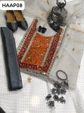 Multani 6Pc Collection Organza handmade fully Embroiderd Shirt And Kattan Silk plain Trouser With Organza Embroidered Dupatta With Beautiful Embroidered Khusa. Hanging Clutch or Beautiful Bangles As a Gift