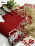 Kattan Silk Fabric Plain Shirt With Indian Soft Masoori Resham Bunch Dupatta And Kattan Silk Plain Trouser 3Pc Dress With Khussa And Clutch As A Gift