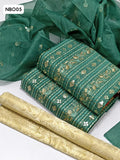 Rashian Net Fabric Full Embroided Thread work with Sequence Fancy Jaal Work Shirt With Same Colour Embroided Botti Rashian Net Dupatta And Skin Contras Jamawar Trouser 3Pc Dress