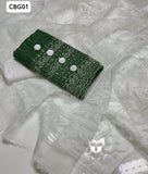 Lawn Fabric Chinkan Kari Embroidered Shirt With Organza Banrsi Dupatta And Kataan Trouser 3Pc Dress