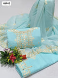 Soft Lawn Fabric Computer 9mm Gala With Heavy Daman Embroidery Shirt With Same Colour Mahta Patti Embroidery Chiffon Dupatta And Lawn Same Colour Embroided Trouser 3Pc Dress