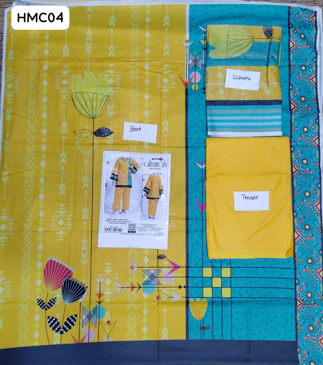 PURE LAWN FABRIC DIGITAL PRINTED SHIRT WITH SAME LAWN DIGITAL PRINTED DUPATTA AND SAME PLAIN LAWM TROUSER 3PC DRESS