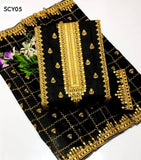 Lawn Cotton Fabric Aari Gall Daman Embroidery Work Shirt With Chiffon Embroidery 4 Side And Lawn Cotton Embroidery Trouser 3Pc Dress