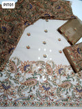 Cotton Net Fabric Heavy Front Back & Sleeves Heavy Embroidered Shirt And Cotton Net Full Heavy Embroidered Dupatta 2Pc Dress