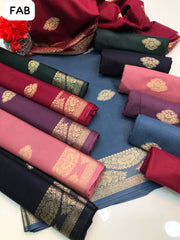 Lawn Fabric Banarsi Jacaurd Work Shirt With Banarsi Lawn Jacaurd Dupptta And Along Banarsi Lawn Booti Trousers 3Pc Dress