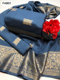Lawn Fabric Banarsi Jacaurd Work Shirt With Banarsi Lawn Jacaurd Dupptta And Along Banarsi Lawn Booti Trousers 3Pc Dress