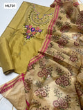 Kataan Silk Fabric Computer Embroidered Work Shirt With Masori Digital Print And Kataan Silk Plain Trouser 3Pc Dress