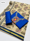 Kataan Silk Fabric Computer Embroidered Work Shirt With Masori Digital Print And Kataan Silk Plain Trouser 3Pc Dress