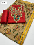 Kataan Silk Fabric Computer Embroidered Work Shirt With Masori Digital Print And Kataan Silk Plain Trouser 3Pc Dress