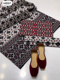 Cotton Lawn Fabric Traditonal Ajrak Print Shirt With Cotton Lawn Ajrak Print Duppata And Cotton Lawn Ajrak Print Trouser 3pc Dress With out button