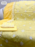 LAWN FABRIC COMPUTER EMBROIDERY WITH 9MM CHINA SHEESHA WORK SHIRT AND TROUSER WITH CUTWORK EMBROIDERED CHIFFON DUPPATTA 3PPC DRESS