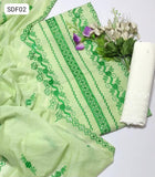 Paper Cotton Fabric Computer Taar Kashi 9mm Embroidery Work Shirt With Paper Cotton 2 Sides Border Embroidery Dupatta And Chicken Kari Trouser 3 Pc Dress