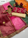 Chiffon Fabric Nag Jaal Work Shirt With Tissue Molty Gota Work Duppata And Masoori Trouser 3Pc Dress With Khussa as a Gift