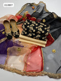 Chiffon Fabric Nag Jaal Work Shirt With Tissue Molty Gota Work Duppata And Masoori Trouser 3Pc Dress With Khussa as a Gift
