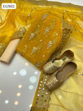 Organza Fabric Jhumka Work Shirt With Along Tissue Paani Shesha Work Duppatta And Masoori Trouser 3Pc Dress With Khussa As a Gift