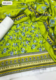 Lawn Digtail Printed Back And Saleeves Printed Shirt With Soft Chiffon Printed Duppatta And Lawn Plain Trouser 3Pc Dress