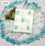 Paper Lawn Fabric Machine Booti Jall Work Shirt With Paper Lawn Embroidery 2 Side Full Jall Cut Work Dupatta 2 Pc Dress
