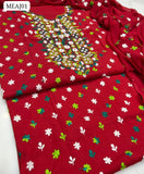 Lawn Fabric Karhai Handmade Embroidery Work Shirt With Chiffon Embroidery Dupatta And Lawn Plain Trouser 3Pc Dress