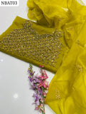 Sale Sale Sale 🔥New Fancy Arrival🔥 Indian Pure Organza Hand Work Full Heavy Gala Shirt And Orgnaza Boti Dupatta 2 PC Dress