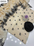 Paper Cotton Boti Embroidery Shirt & Cutwork Embroidery Paper Cotton Dupatta And Lawn Trouser 3 PC Dress