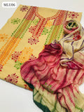 Lawn Cotton Fabric Handmade Afghani Work Shirt With Chiffon Tye & Dye Embroidered Dupatta And Lawn Cotton Trouser 3Pc Dress