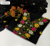 Linen Fabric Handemade Riban Gala Neat Work Shirt With Linen Embroidery Dupatta And Linen Plain Trouser 3Pc Dress