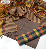 Sussi Khaddi Silk Fabric Plain Shirt With Leining Trouser And Beautiful Wool Shawls 3pc Dress With Nikeline