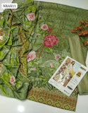 Linen Fabric Digital Printed Embroidery Gala Shirt With Linen Beautiful Digital Printed Dupatta And Plain Linen Trouser 3Pc Dress