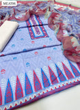 Khaadi Print Lawn Shirt Back & Saleeves Printed, Neck Print All Over With Soft Chiffon Duppatta And Khaadi Lawn Plain Trouser 3Pc Dress