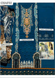 Stuff 90/70 Lawn Multi Head Front Embroidered Shirt & Double Sequence + Chicken Embroidery Trouser With Chiffon Dupatta 3PC Dress