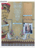 Stuff 90/70 Lawn Multi Head Front Embroidered Shirt & Double Sequence + Chicken Embroidery Trouser With Chiffon Dupatta 3PC Dress