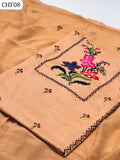 Shirt Lawn Handmade Embroidery Crosstich Gala Kurta Design Work With Chiffon Embroidery Duppata & Lawn Trouser