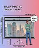 Projector Screen with Stand 100 inch - Indoor and Outdoor Projection Screen for Movie or Office Presentation - 16:9 HD Premium Wrinkle-Free Tripod Screen for Projector with Carry Bag and Tight Straps