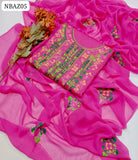 Pure Lawn Hande Embroidery Mixed design Neat Work Shirt With Chiffon Embroidery Dupatta And Lawn Plain Trouser 3Pc Dress