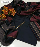 Sussi Khaddi Silk Fabric Plain Shirt And Leining Trouser With Beautiful Shawl Dupatta 3Pc Dress With Beautiful Nik line