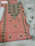 Paper Cotton Karahi Handmade Chicken Kari Work Shirt With Paper Cotton Karahi Handmade Dupatta And Kataan Slik Trouser 3pc Dress