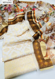 Cotton Fabric Bnarsi Jacquard Brosha Work Shirt With Cotton Brosha Digital Print Dupatta And Cotton Bnarsi Jacquard Brosha Work Trouser 3Pc Dress