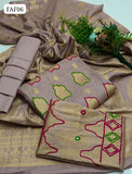 Lawn Fabric Brosha Embroidered Shirt With Lawn Along Jacaurd Duppta And Lawn Plain Trouser 3Pc Dress