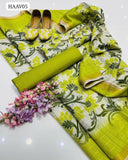 Indian Monar Lawn Fabric Digital Print Shirt With Monar Digtal Print Dupatta And Kataan Silk Plain Trouser With Same khussa As a Gift