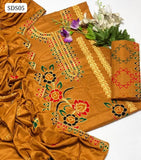 Linen Fabric Machine Aari Galla Daman Work Shirt With Linen Embroidery Jaal Work Dupatta And Linen Embroidery Trouser 3Pc Dress
