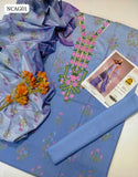 Dhanak Fabric Embroidery Gala Shirt With Beautiful Digitel Printed Dhanak Dupatta And Plain Dhanak Trouser 3Pc Dress