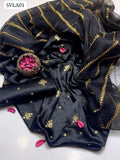 Shamoz Silk Fabric All Over Sequence Work Shirt And Shamoz Silk Trouser With Organza Base Sequence Charri Dupatta 3Pc Dress
